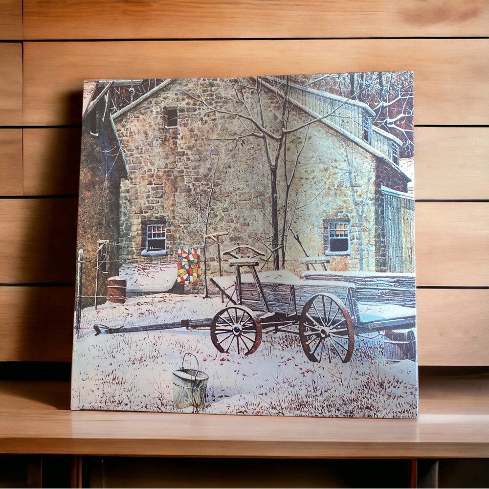Vintage Frank M Hamilton Deep Winter Plaque Picture Donald Art Co Americana